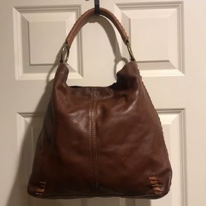 Lucky Brand brown and camel two tone leather tote